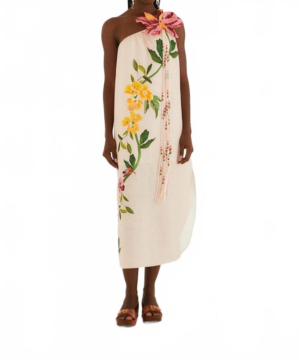 NEW FARM RIO one shoulder maxi dress in garden pink